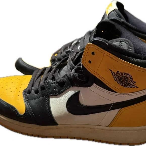 Black and Yellow Jordan Retro 1 High-Top Sneakers - Picture 3 of 5